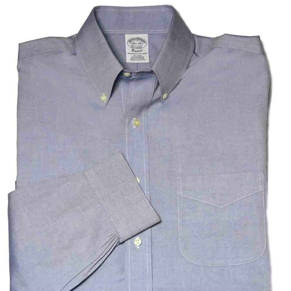 NWOT Brooks Brothers Supima Cotton Pinpoint Oxford Dress Shirt Blue Size 15 X 37